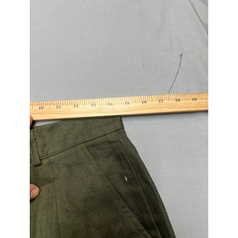Classiques Entier Olive Green 100% Linen Pleated Lined Shorts Womens 14 Vintage - Picture 5 of 7